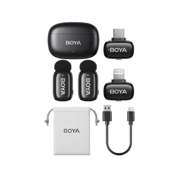 Boya mini 12 kit for ios +type c+charge case Black