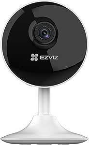 EZVIZ كاميرا سي بي 1 لاسلكية داخلية ببطارية تخزين 512GB بدون اشتراك ، متوافقة مع اليكسا جوجل مراقبة 1080P كشف الحركة والبشر رؤية ليلية صوت ثنائي الاتجاه أبيض