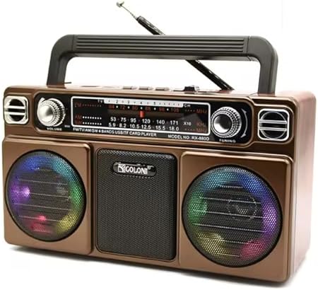 مكبر صوت بلوتوث محمول ريترو FM/AM/SW RX-880D مع بطارية 18650، USB، USB نوع C، بطاقة تي اف ستيريو تي اف تي دبليو اس