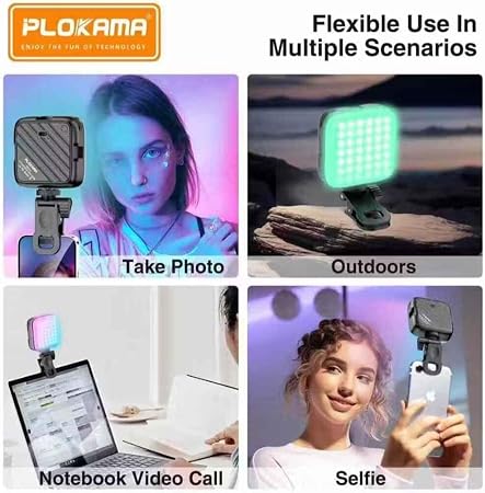 مصباح LED U80 برو RGB للموبايل من بلوكاما - تصوير فيديو - صغير للهواتف المحمولة + 12 لون اضاءة مختلفة للتصوير الفوتوغرافي الاحترافي - اسود