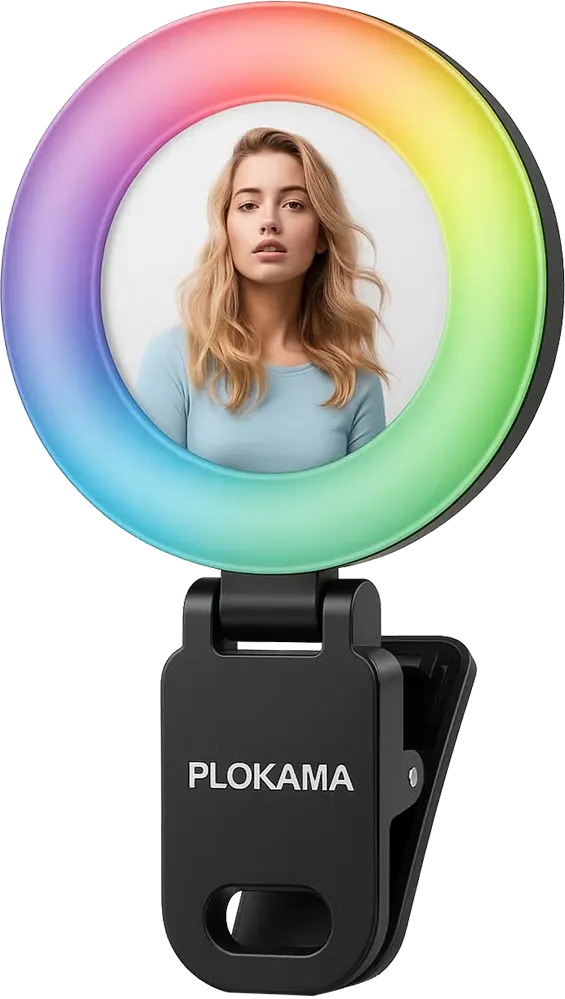 مصباح سيلفي بمشبك للهاتف PLOKAMA U20 PRO اضاءة ليد RGB مزود ببطارية 300 مللي أمبير10 مستويات سطوع قابلة للتعديل