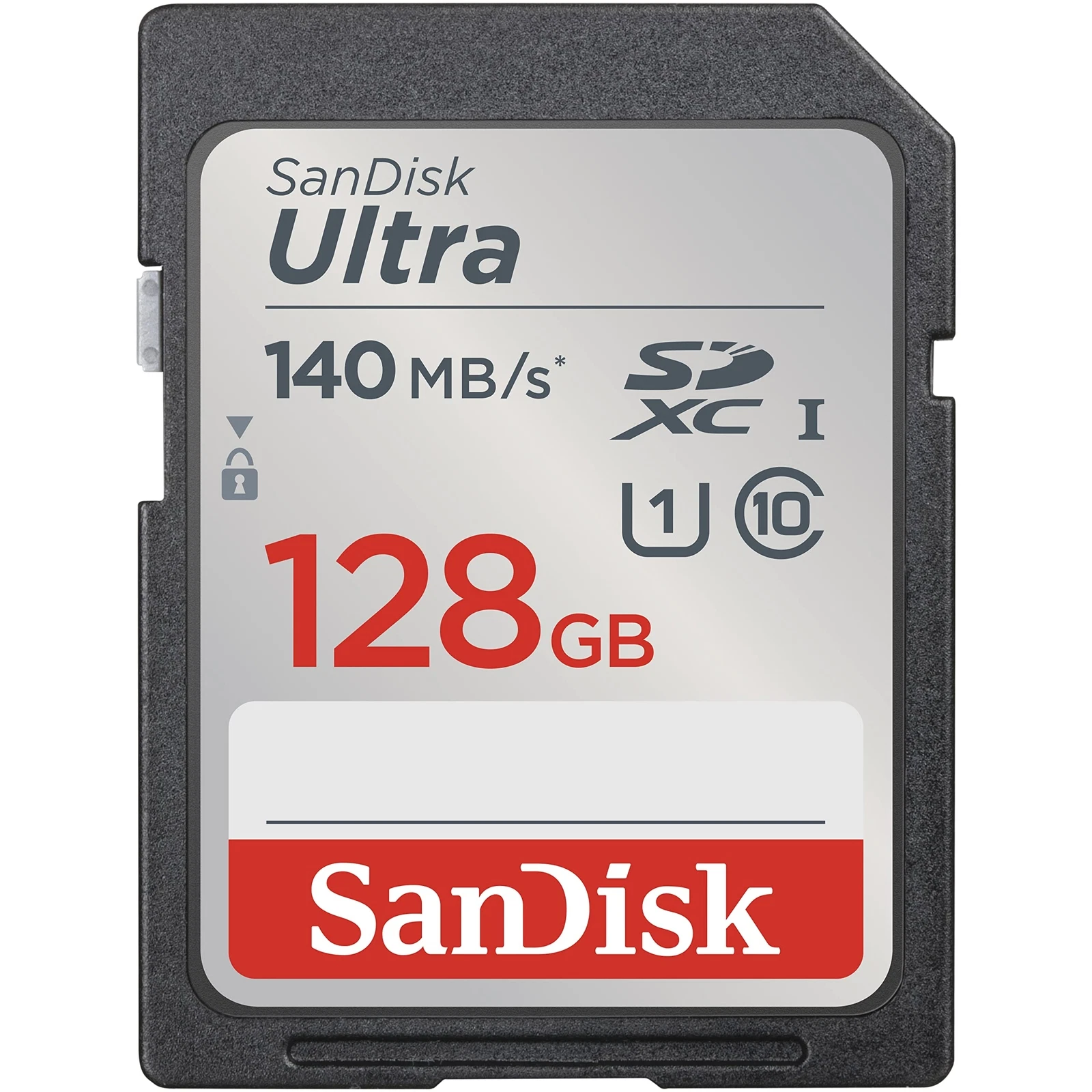 SanDisk Ultra SDXC UHS-I بسعة 128 جيجابايت - سرعة تصل إلى 140 ميجابايت/ثانية، فئة C10، U1، دقة Full HD