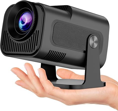 جهاز عرض ذكي 4K 1080P مع تطبيقات مدمجة، بلوتوث واي فاي، كيستون تلقائي، عرض قصير وقابل للتعديل 270° - صغير محمول للأفلام الخارجية HY320 HY300 (أسود)