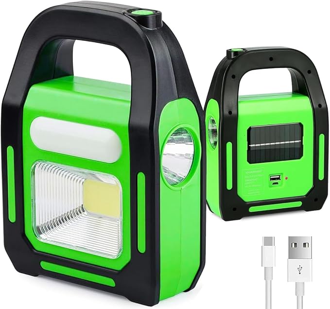 مصباح طوارئ 3 في 1 سي او بي، مصباح LED يعمل بالطاقة الشمسية قابل لاعادة الشحن بمنفذ USB مع منفذ شحن للهاتف للتخييم والعمل في الهواء الطلق والصيانة