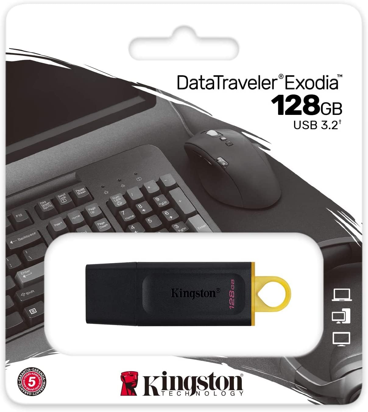 كينجستون ذاكرة فلاش USB 3.2 اكسوديا سعة 128 جيجا من داتا ترافلر (DTX/128GBCR)