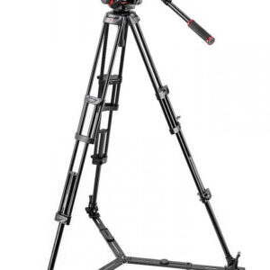 Manfrotto 504HD,546GBK Video alu twin leg tripod-0